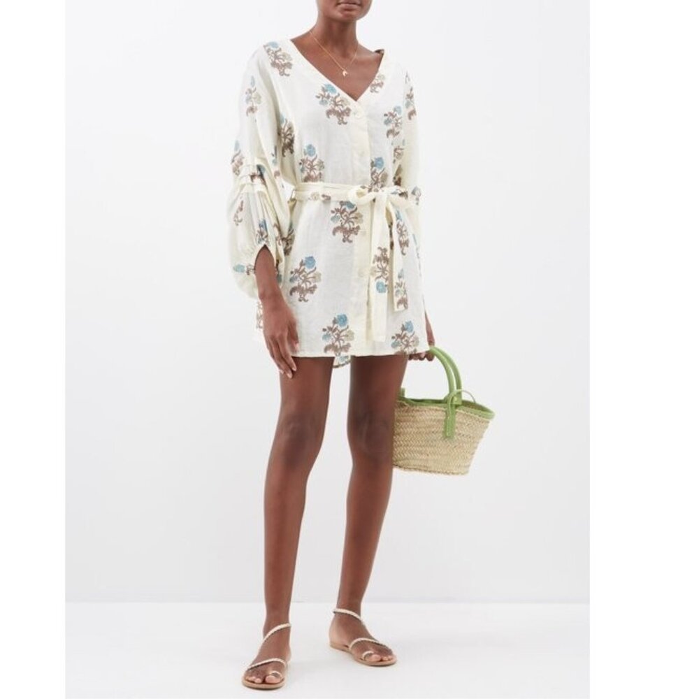 HANNAH ARTWEAR Rhea Floral-print Linen Mini Dress